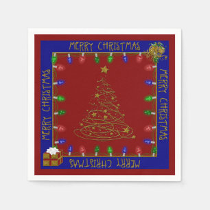 Merry Christmas Lights-Blue-Red-1-PAPER NAPKINS