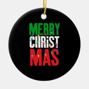 Merry Christmas Lights Ceramic Tree Decoration