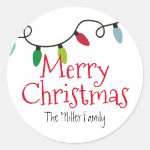 Merry Christmas Lights Custom Classic Round Sticker