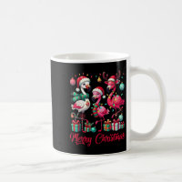 Merry Christmas Lights Flamingo Santa Hat Snow Xma