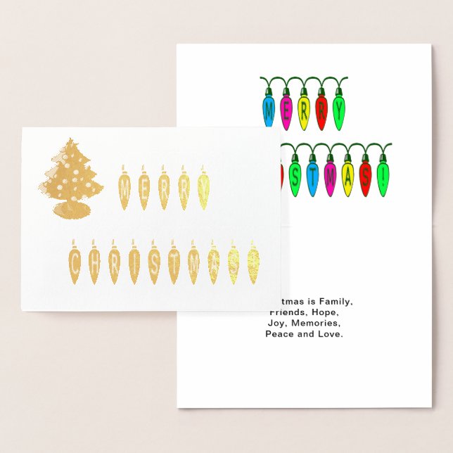 Merry Christmas Lights Font, Tree, Verse, ZAtoZ Foil Card (Display)