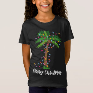 Merry Christmas Lights Palm Tree Beach Xmas Pajama T-Shirt