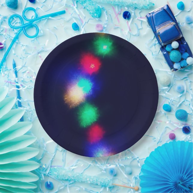 Merry Christmas Lights Paper Plate (Party)