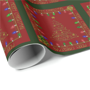 Merry Christmas Lights-Red-Green-1-GIFT WRAP Wrapping Paper