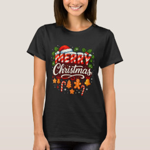 Merry Christmas Lights Red Santa Hat Family Xmas P T-Shirt