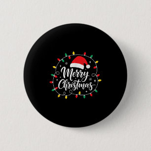 Merry Christmas Lights Red Santa Hat Xmas Family M 6 Cm Round Badge