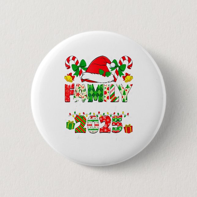 Merry Christmas Lights Red Santa Hat Xmas Family M 6 Cm Round Badge (Front)