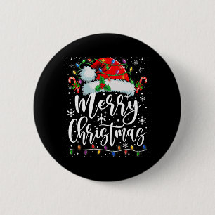 Merry Christmas Lights Red Santa Hat Xmas Family M 6 Cm Round Badge