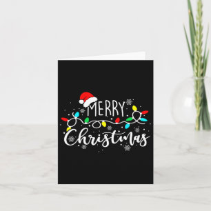 Merry Christmas Lights Red Santa Hat Xmas Family M Card