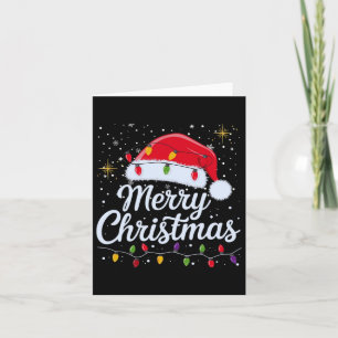 Merry Christmas Lights Red Santa Hat Xmas Family M Card