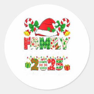 Merry Christmas Lights Red Santa Hat Xmas Family M Classic Round Sticker