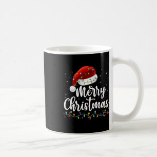 Merry Christmas Lights Red Santa Hat Xmas Family M Coffee Mug