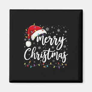 Merry Christmas Lights Red Santa Hat Xmas Family M Magnet