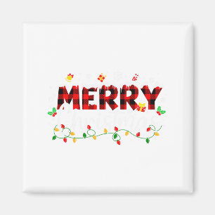 Merry Christmas Lights Red Santa Hat Xmas Family M Magnet