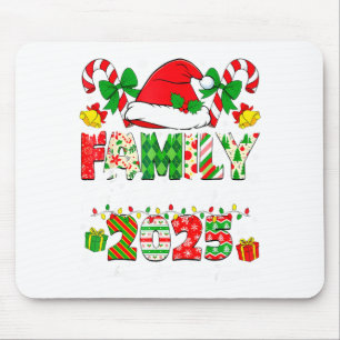Merry Christmas Lights Red Santa Hat Xmas Family M Mouse Pad