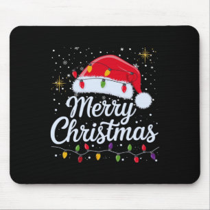 Merry Christmas Lights Red Santa Hat Xmas Family M Mouse Pad