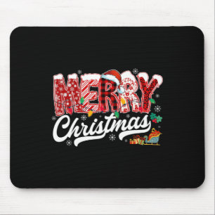 Merry Christmas Lights Red Santa Hat Xmas Family M Mouse Pad