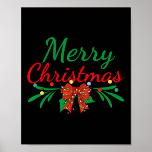 Merry Christmas Lights Red Santa Hat Xmas Family M Poster