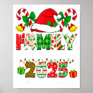Merry Christmas Lights Red Santa Hat Xmas Family M Poster
