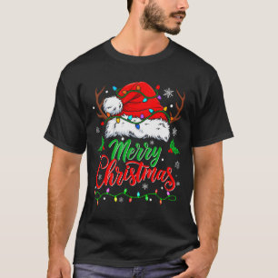 Merry Christmas Lights Red Santa Hat Xmas Family M T-Shirt