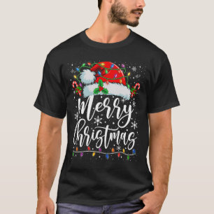 Merry Christmas Lights Red Santa Hat Xmas Family M T-Shirt