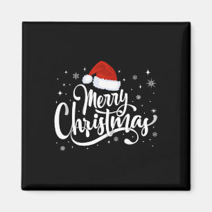 Merry Christmas Lights Red Santa Hat Xmas Family  Magnet