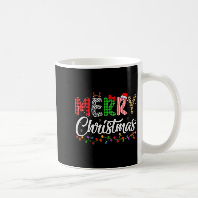 Merry Christmas Lights Santa Family Xmas Pajamas M Coffee Mug (Right)