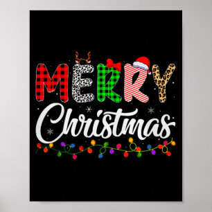 Merry Christmas Lights Santa Family Xmas Pajamas M Poster