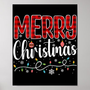 Merry Christmas Lights Santa Hat Funny Xmas Family Poster