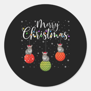 Merry Christmas Lights Santa Hat Ka Ugly Xmas T Sh Classic Round Sticker