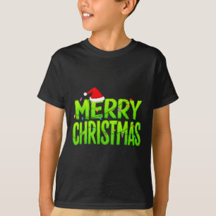 Merry Christmas Lights Santa Hat Pajamas Xmas Humo T-Shirt