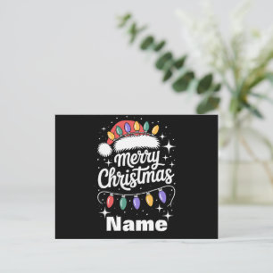 Merry Christmas Lights Santa Hat Personalised Gift Holiday Postcard