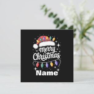 Merry Christmas Lights Santa Hat Personalised Gift Invitation