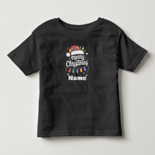 Merry Christmas Lights Santa Hat Personalised Gift Toddler T-Shirt