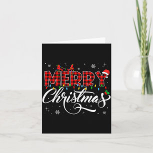Merry Christmas Lights Santa Hat Xmas Family Match Card