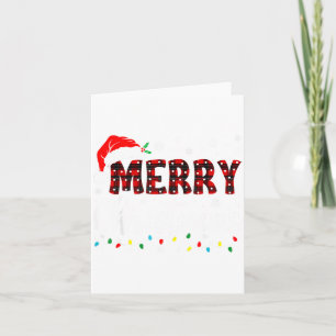 Merry Christmas Lights Santa Hat Xmas Family Match Card