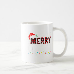 Merry Christmas Lights Santa Hat Xmas Family Match Coffee Mug
