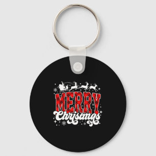 Merry Christmas Lights Santa Hat Xmas Family Match Key Ring