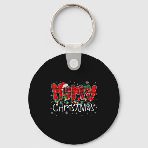Merry Christmas Lights Santa Hat Xmas Family Match Key Ring