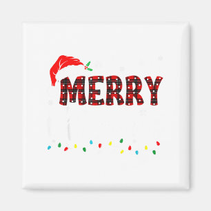 Merry Christmas Lights Santa Hat Xmas Family Match Magnet