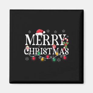 Merry Christmas Lights Santa Hat Xmas Family Men W Magnet