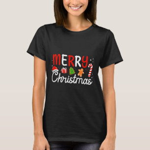 Merry Christmas Lights Santa Hat Xmas Family Men W T-Shirt