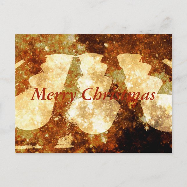 Merry Christmas Lights Starry Night Brown Gold Holiday Postcard (Front)