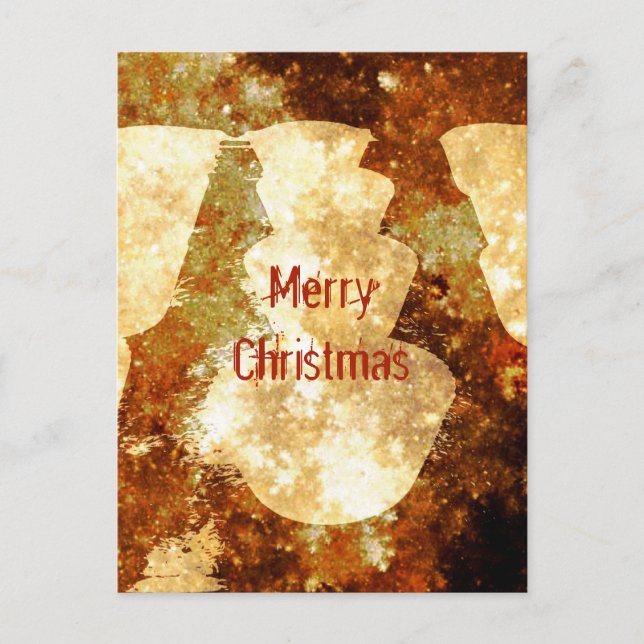 Merry Christmas Lights Starry Night Brown Gold Holiday Postcard (Front)