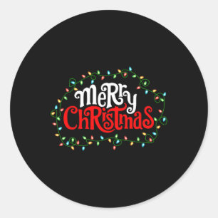 Merry Christmas Lights Xmas Family Men Women Kids  Classic Round Sticker