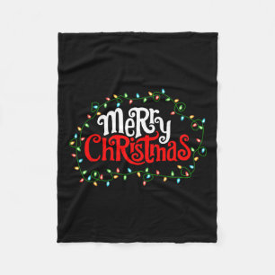Merry Christmas Lights Xmas Family Men Women Kids  Fleece Blanket