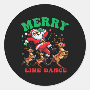 Merry Christmas Line Dance Line Dancing Santa And Classic Round Sticker