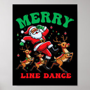 Merry Christmas Line Dance Line Dancing Santa And  Poster