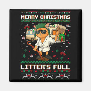 Merry Christmas Litter's Full Funny Cat Ugly Xmas  Magnet