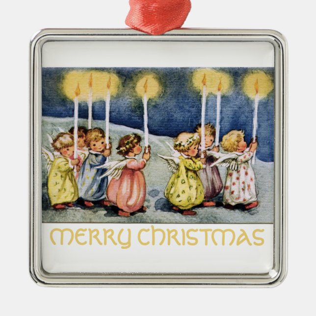 Merry Christmas Little Angels Square Ornament (Front)